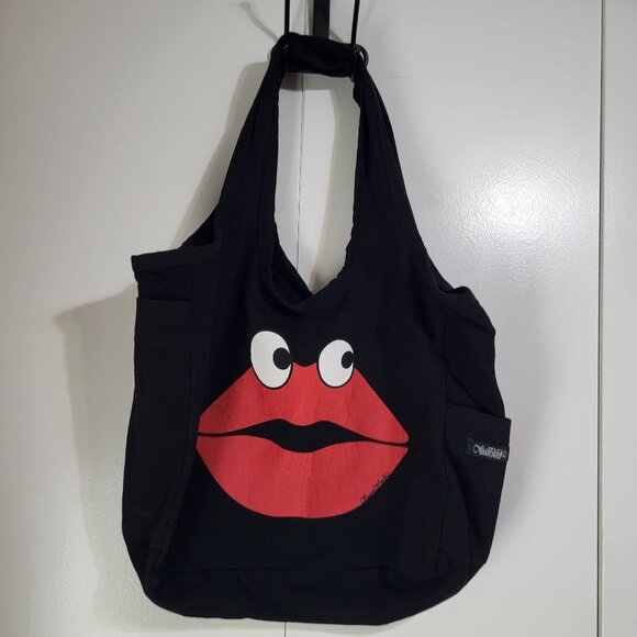 Lauren Moshi Beverly Hills Canvas Tote Bag Lips Eyes Red Black - Picture 12 of 14